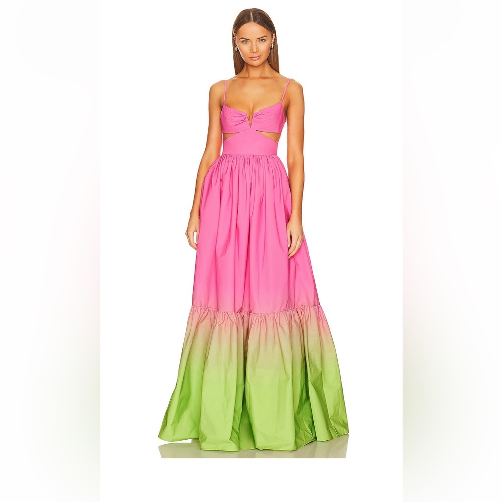 Sleeveless Pink & Green Ombre Maxi Dress